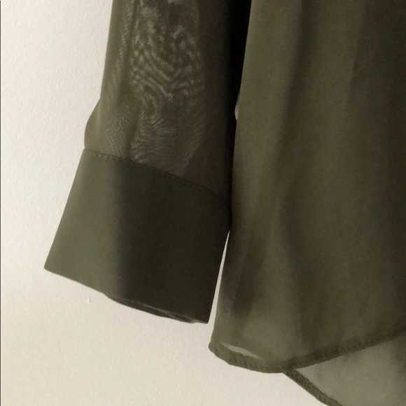 TOPSHOP olive green chiffon blouse - Picture 4 of 8